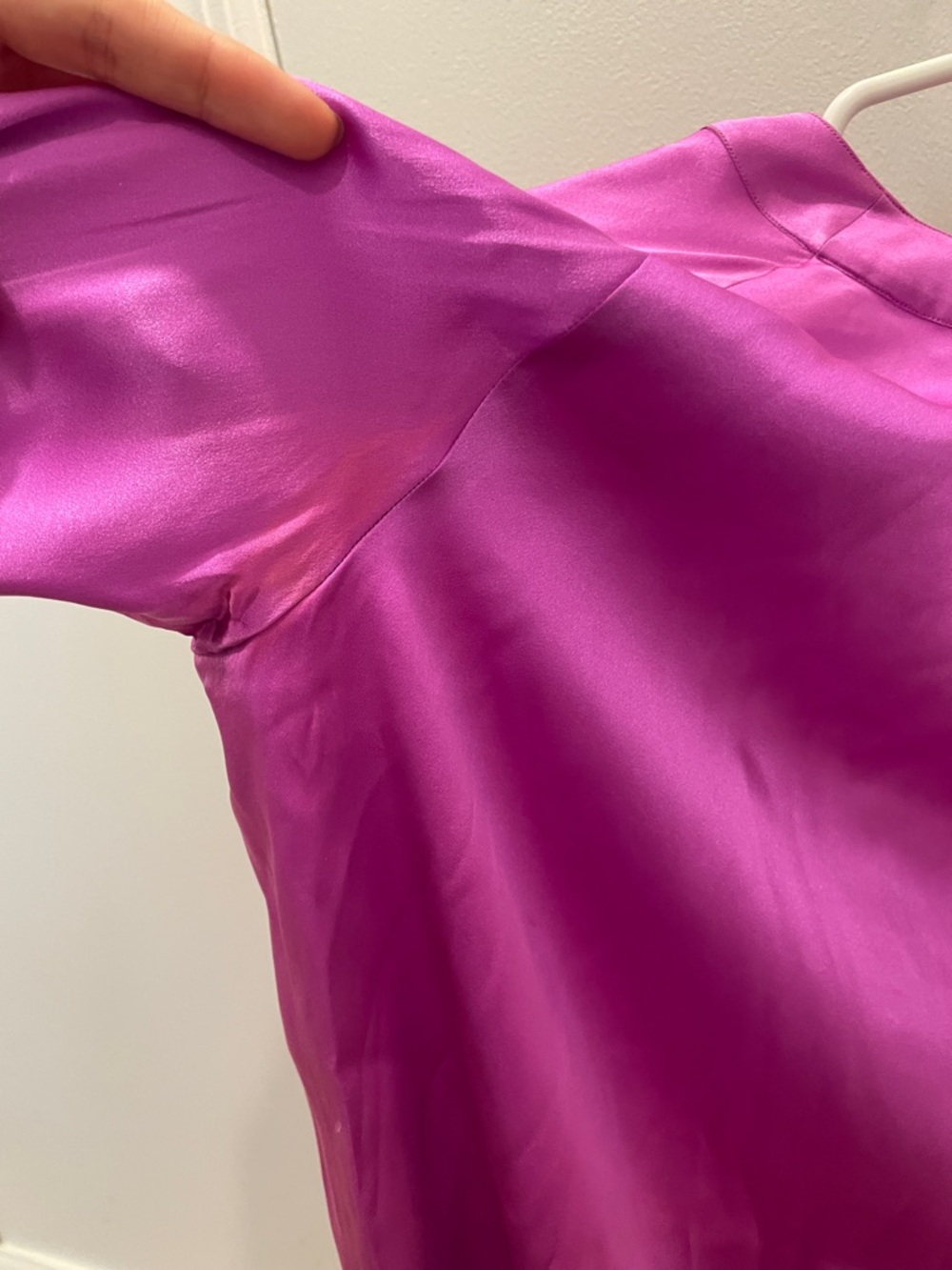 Vintage Saint Laurent Silk Tie-Neck Blouse in Fuchsia - Picture 11 of 13